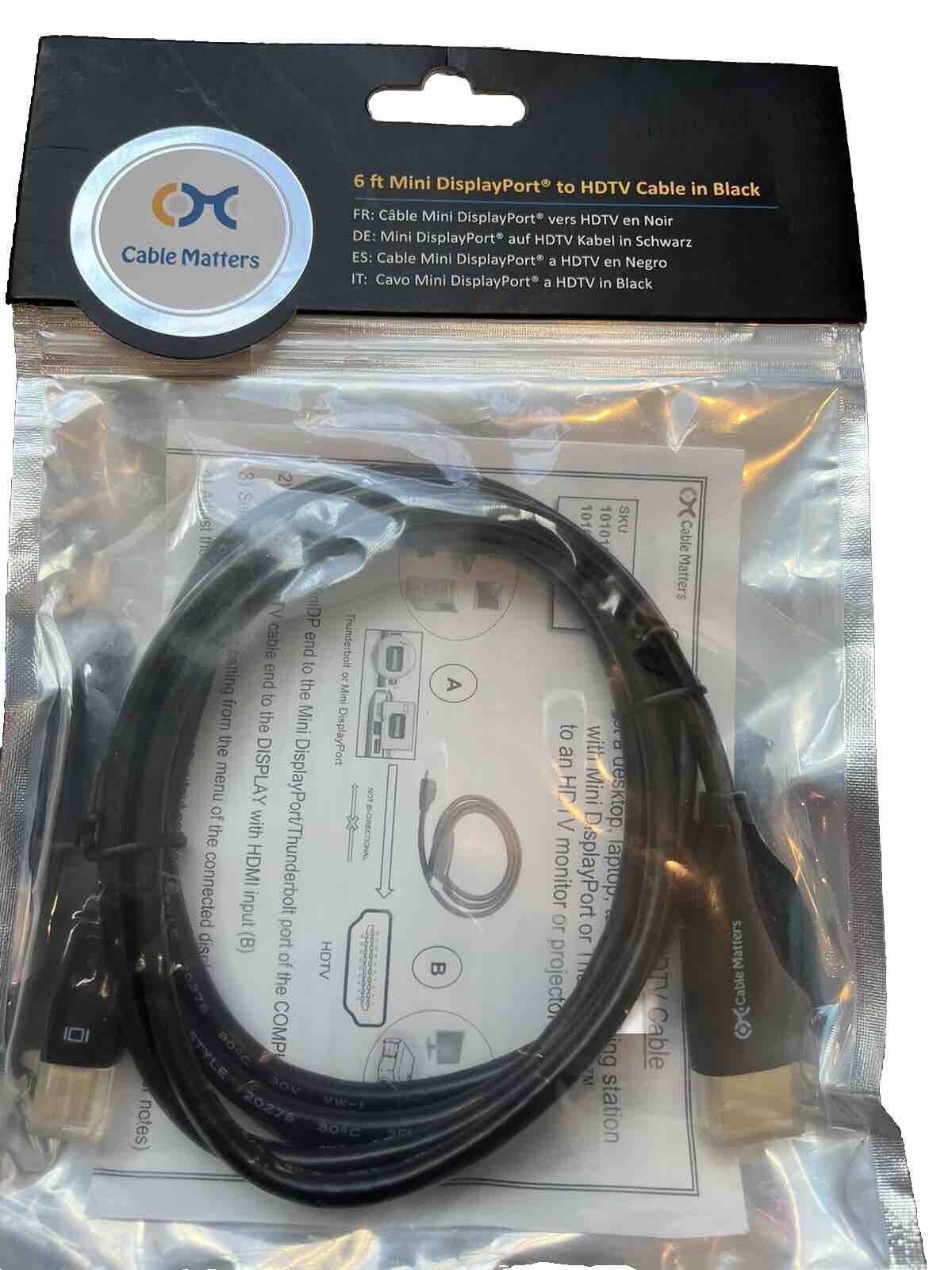 Cable Matters Mini DisplayPort  to HDMI in Black 6 Feet - Brand New