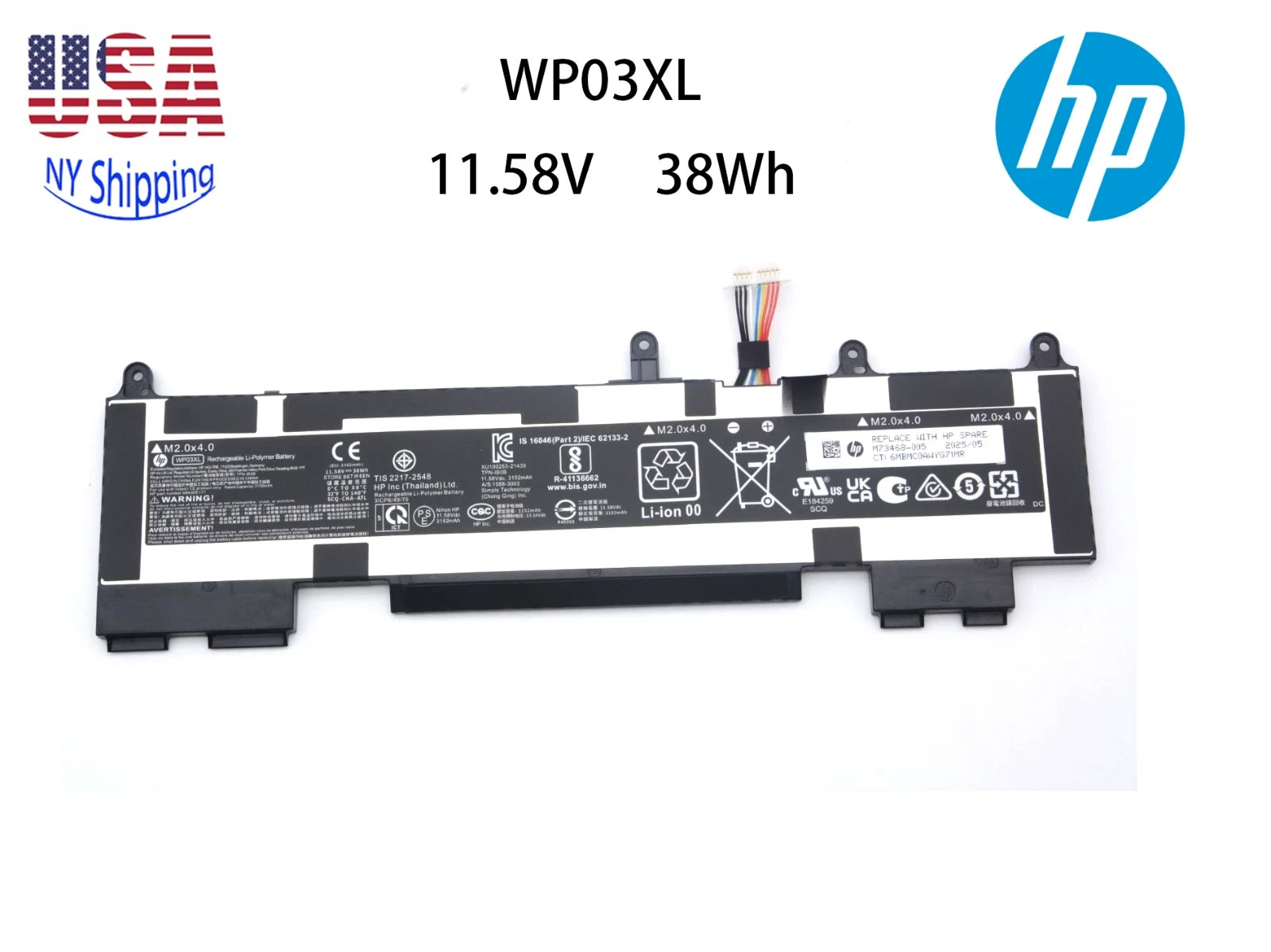 OEM Genuine 38Wh WP03XL Battery For HP Split X2 13-M000 ZBook Firefly 16 G11 US