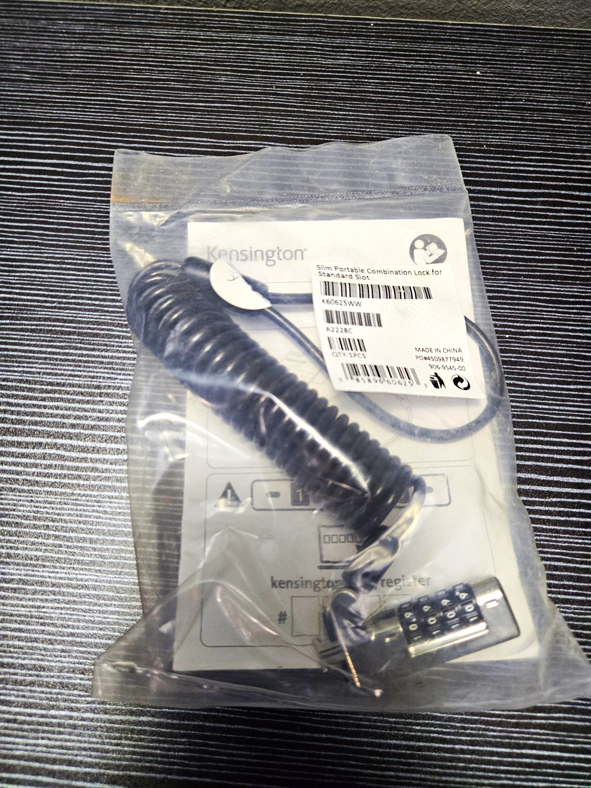 Kensington Slim Portable Combination Laptop Lock Standard Slot 6ft K50625WW