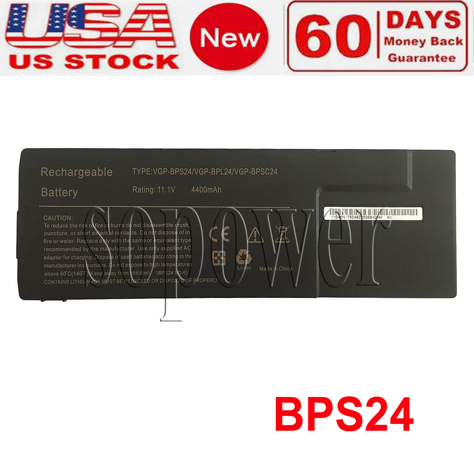 Battery for Sony VGP-BPSC24 VPCSA25GL VPCSA3AFX VPCSC1AFM VPCSD-113T 