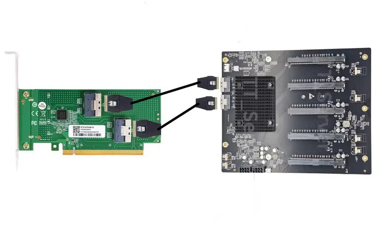 PLX88096 PCIe 4.0 expansion five card GPU SFF-8654 to 5*PCIe +PCIe 8654 2*cable