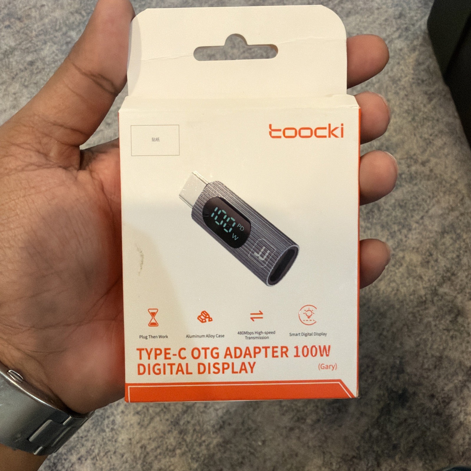 Brand new Toocki USB-C to USB-C OTG Adapter with digital power display.