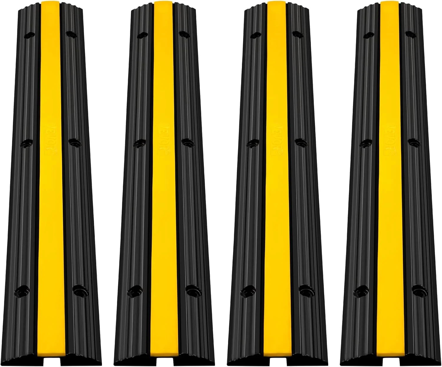 Happybuy 4 Pack of 1-Channel Rubber Cable Protector Ramps Heavy Duty 18000Lbs Lo