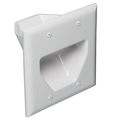 20 Pack of 2-Gang Recessed Low Voltage Cable Plate, White