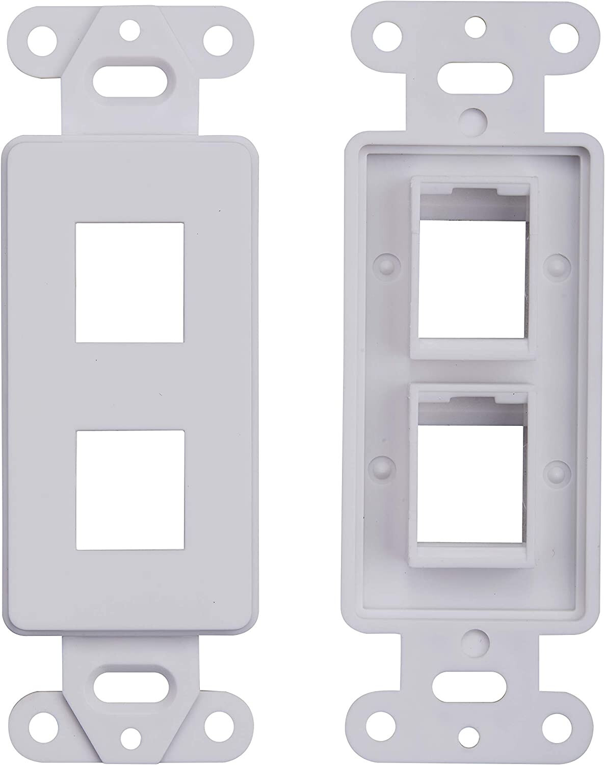 10 Pcs - 2 Port Decoration Wall Plate Keystone Insert 2 Gang White WallPlate
