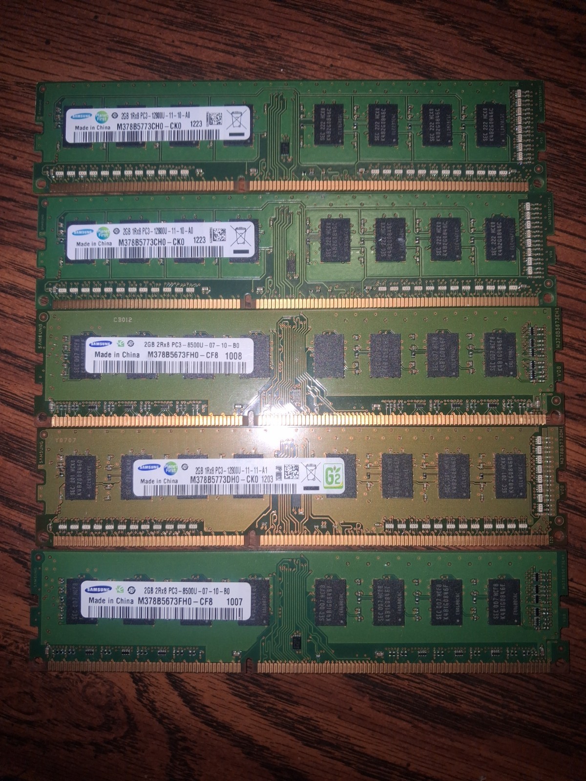 Lot Of 5 Samsung 2GB Memory RAM  (Read Description For The Breakdown Of Each)