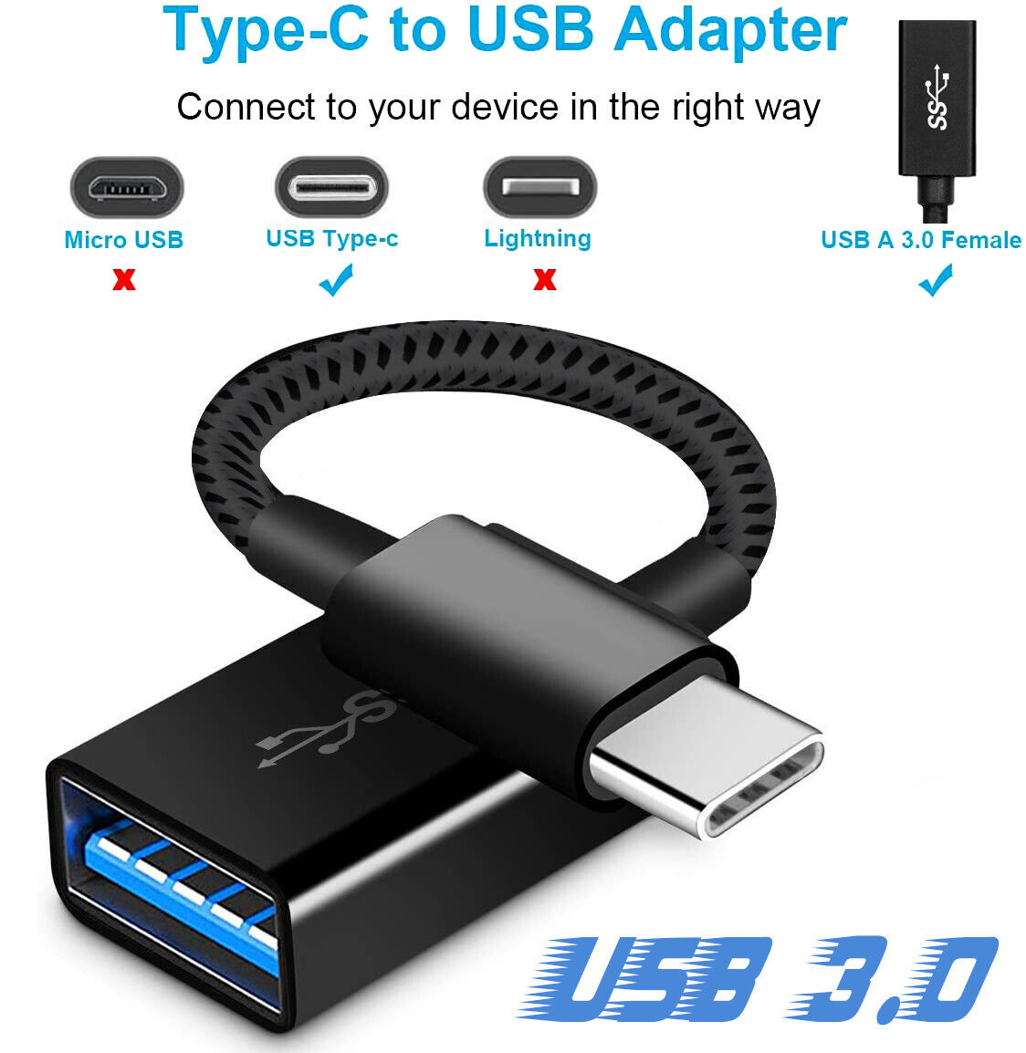 USB C to USB 3.0 Adapter Type-C Thunderbolt 3 to USB OTG for Macbook Pro 2021 US