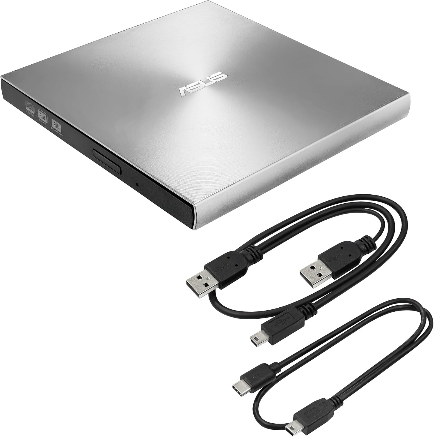 SDRW-08U9M-U/SIL 13mm External DVD Writer Compatible with USB 2.0 and Type-C for