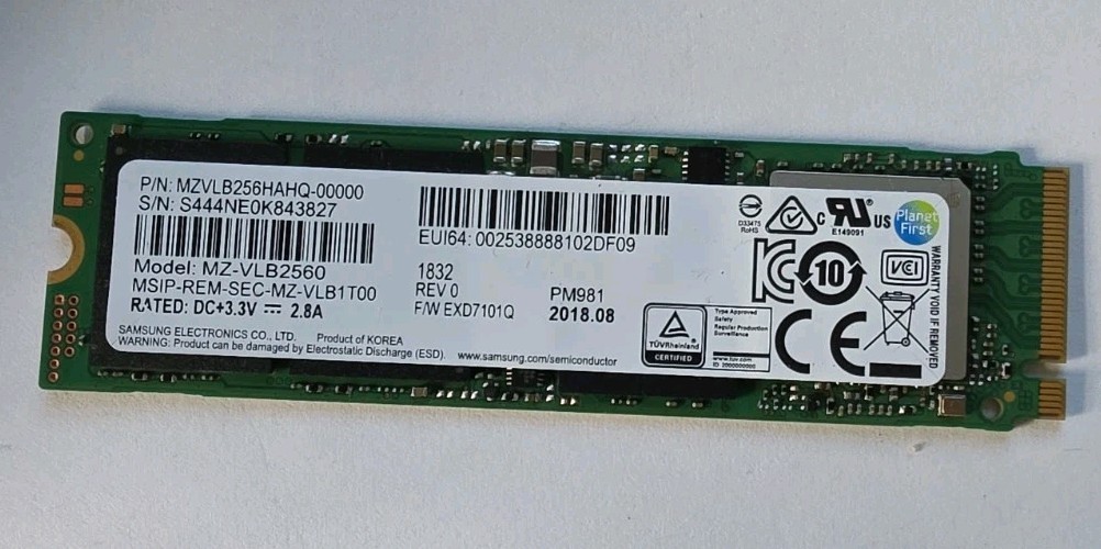 Samsung PM981 512GB M.2 2280 NVMe SSD 99% Health