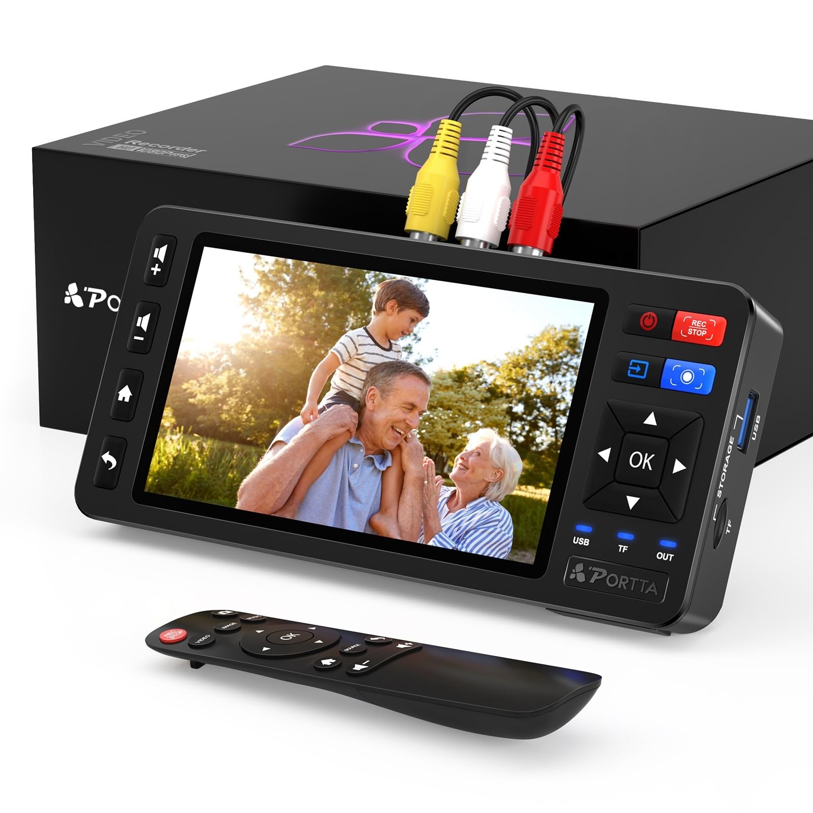 Portta VD20P VHS to Digital Converter with 5" HD 5.0" Preview LCD, Black