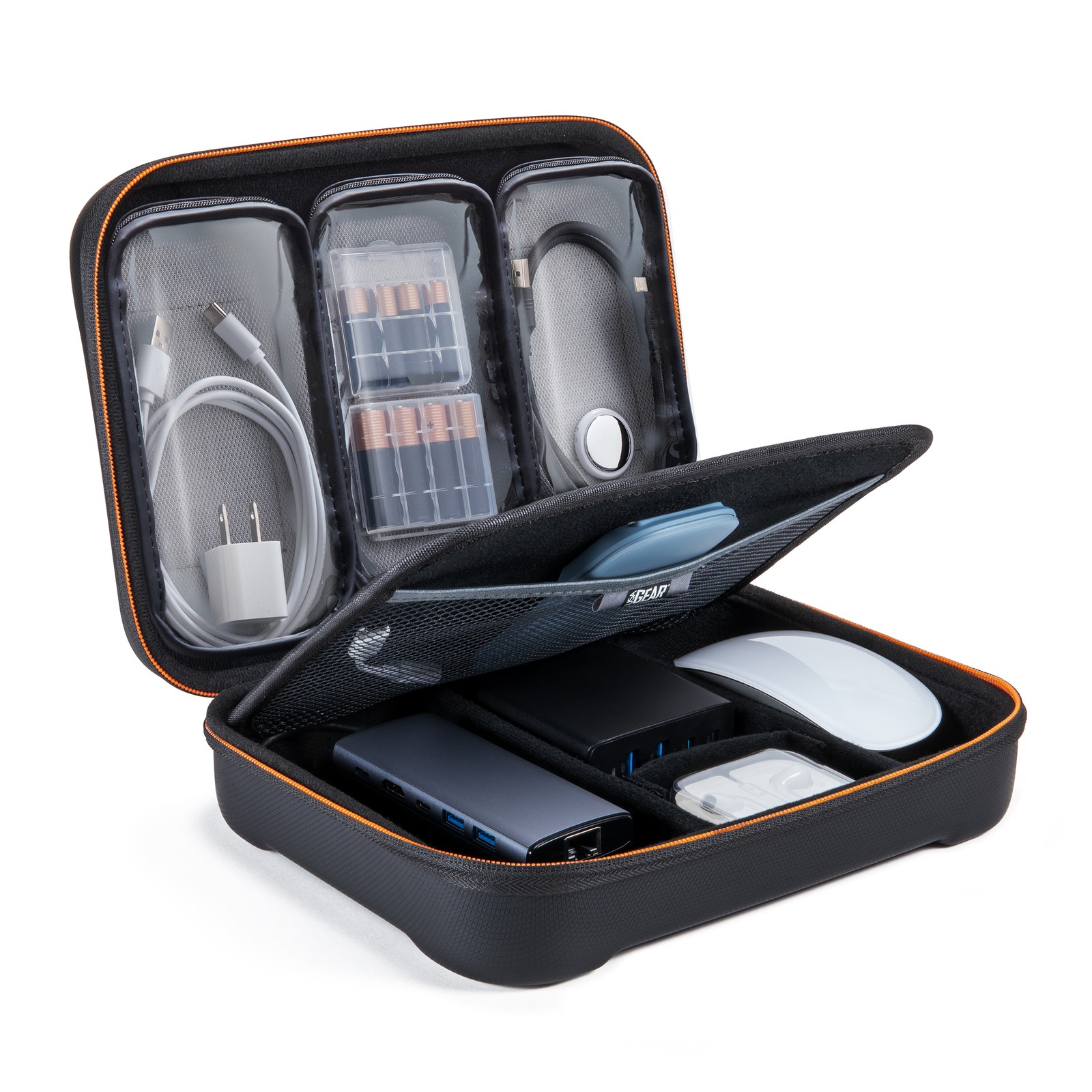 USA Gear Travel Tech Case (9 inch) with Cable Organizer, 3 Removeable Pouches