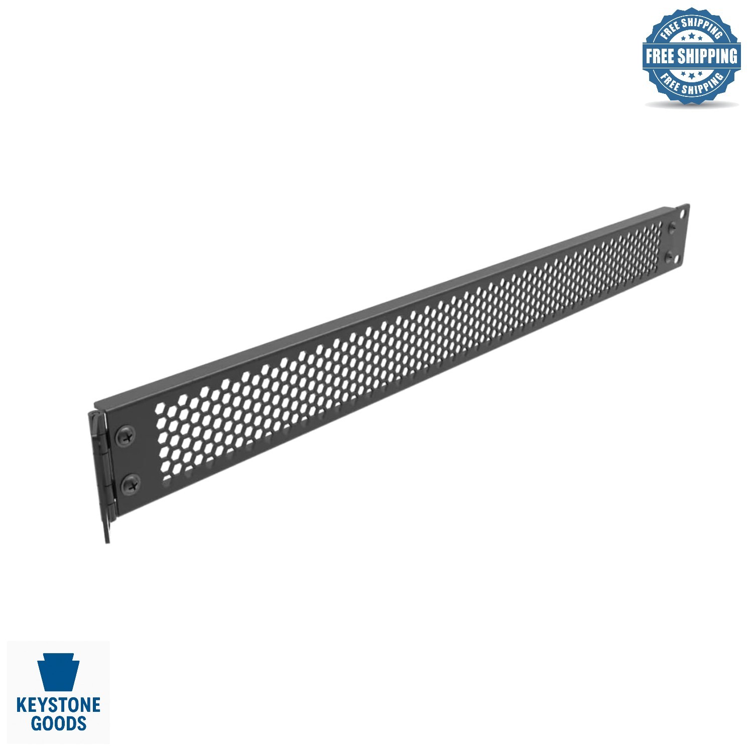 Black 1U Perforated Server Rack Mount Panel with Hinged Access