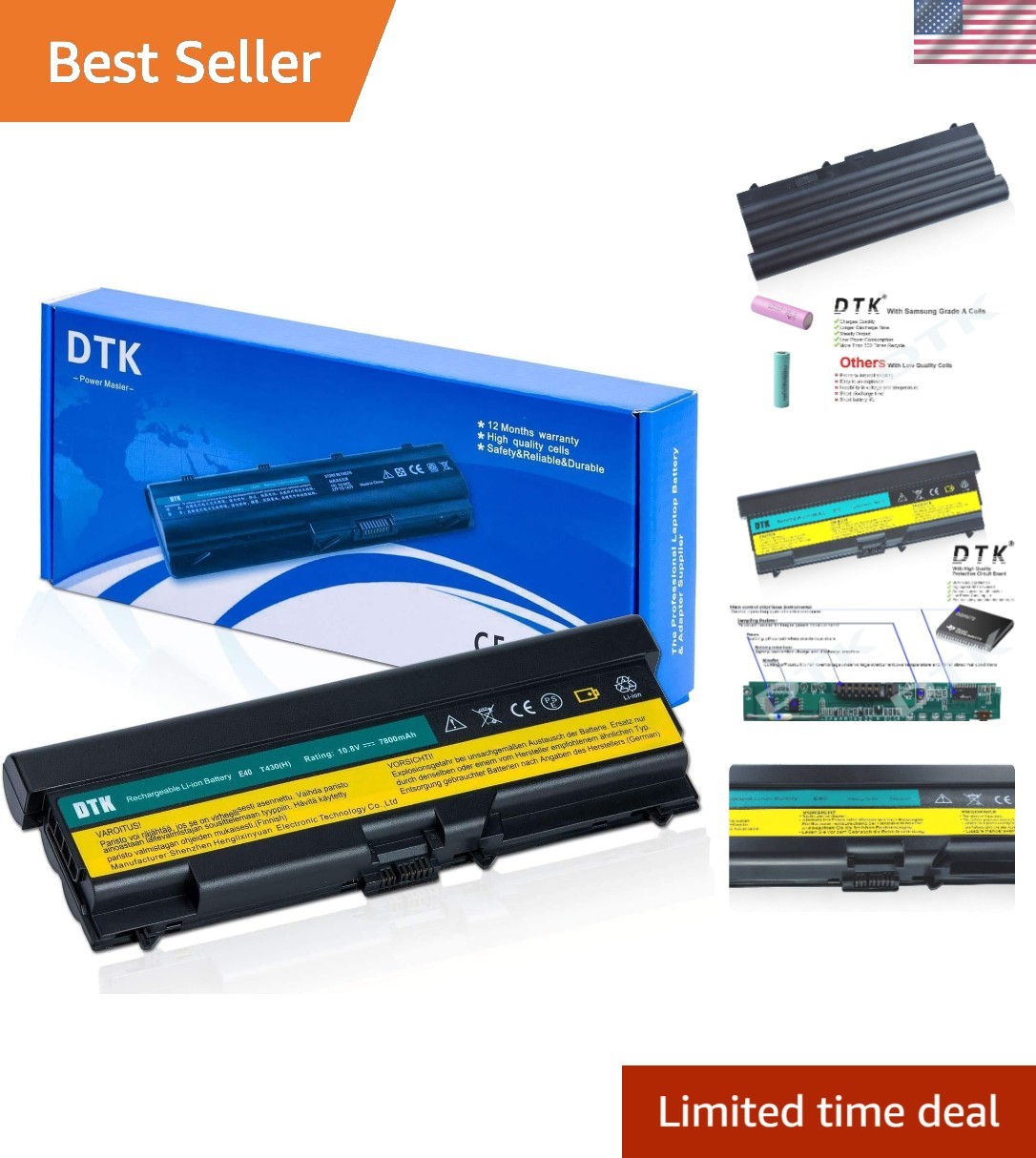 High Capacity 7800mAh Battery Replacement for IBM ThinkPad E420 T410 T510