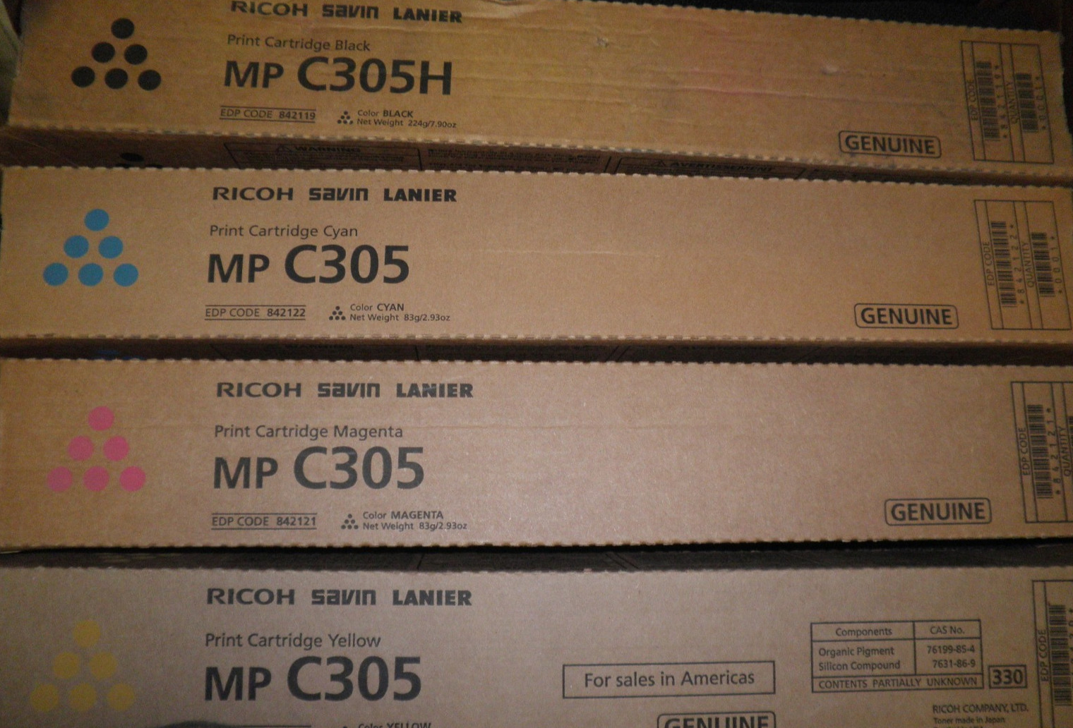 Ricoh Genuine Toner Set MP C305 - 841120 842121 842122 842119