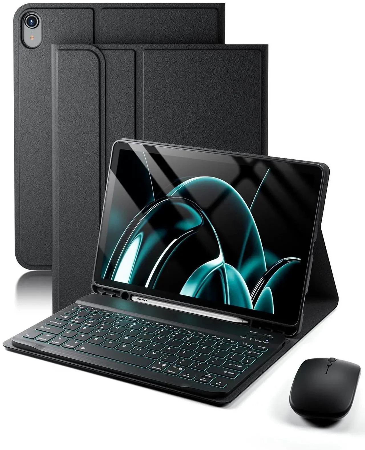 TUNKARMOR Keyboard Case for iPad 11th Gen A16 & 10th Gen 10.9" + Mouse Backlit