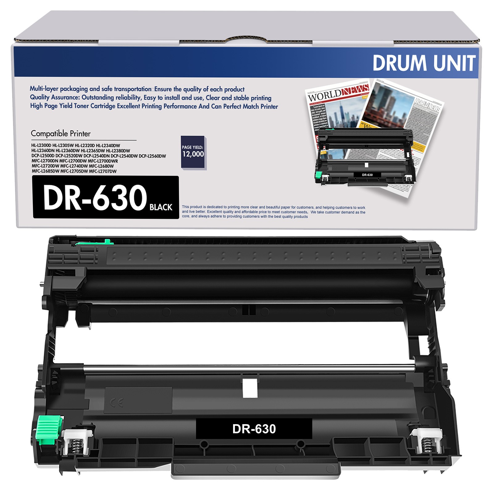1PK Black DR630 Drum Unit replacement for Brother DR-630 MFC-L2720DW MFC-L2740DW