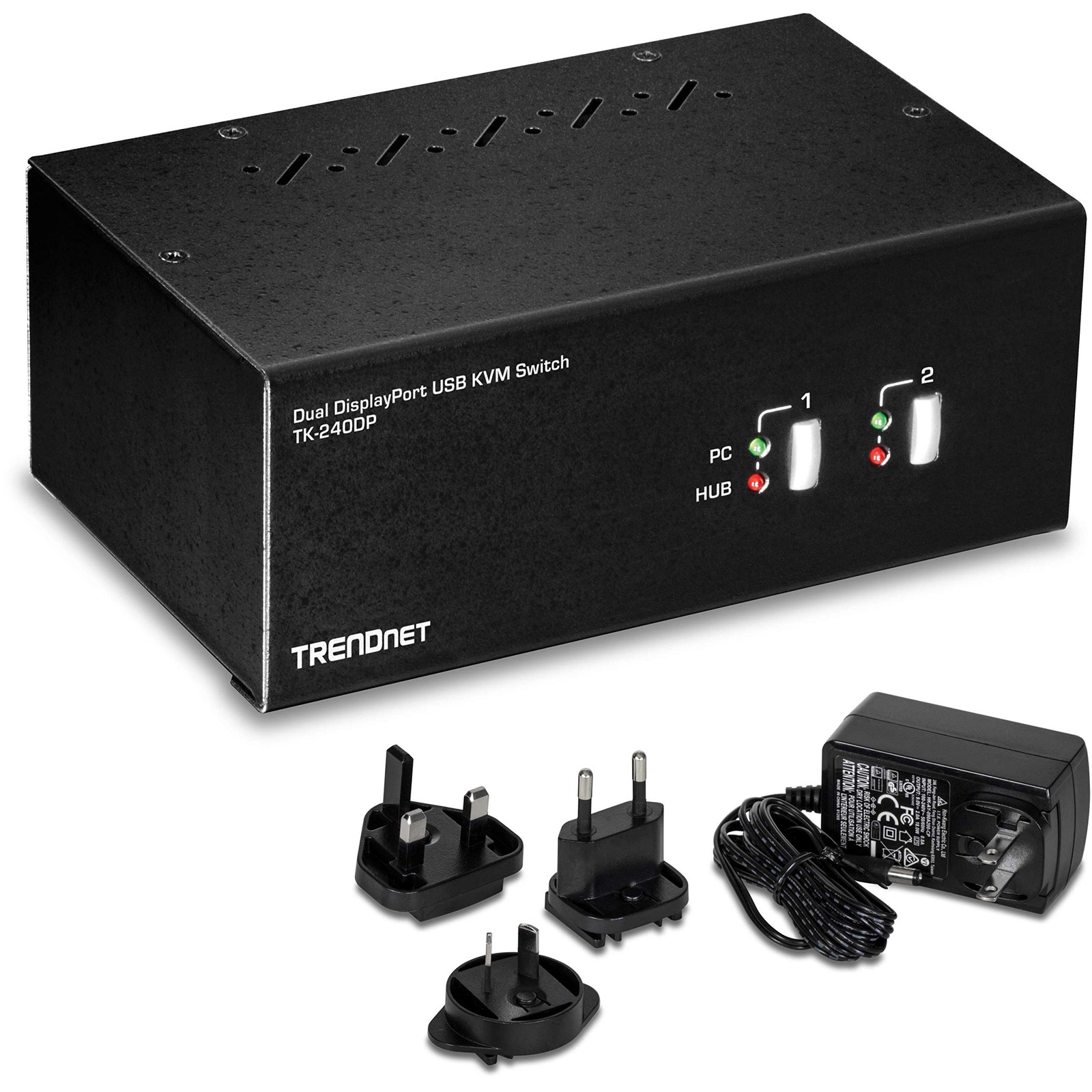 TRENDnet 2-Port Dual Monitor DisplayPort Switch with Audio, 2-Port USB 2.0