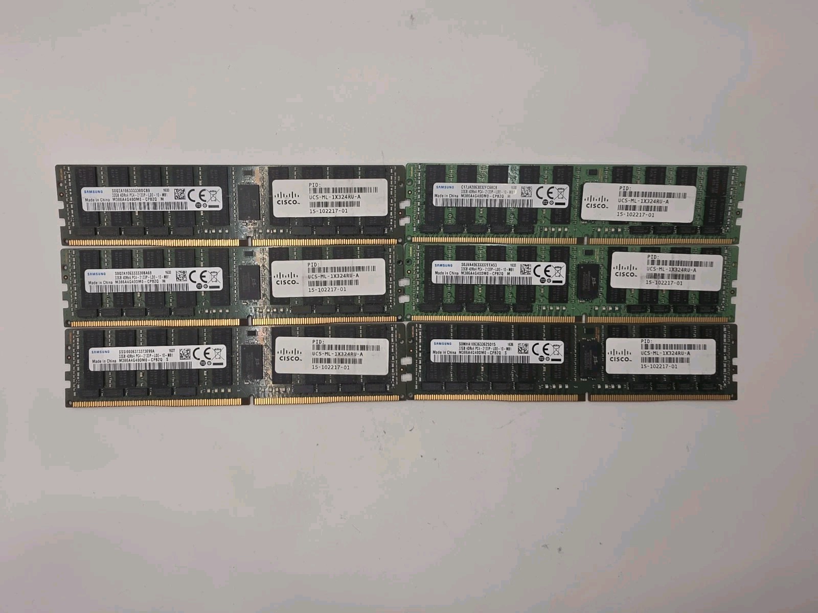 Lot Of 6 Samsung 32GB 4DRx4 PC4-2133P M386A4G40DM0-CPB2Q Server Memory Ram