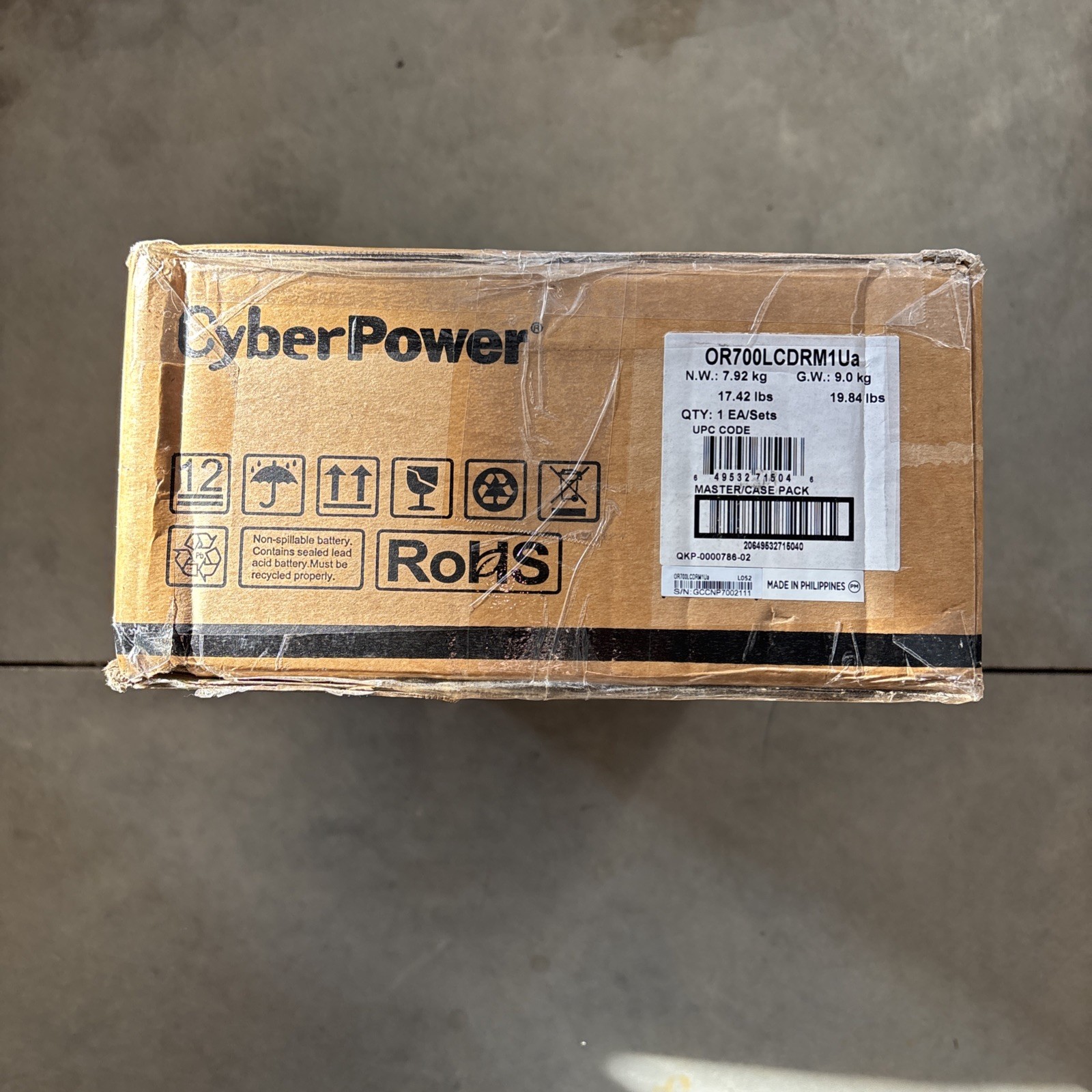 CyberPower OR700LCDRM1U Smart App LCD UPS Systems - 700VA/400W, 120 VAC, NEMA