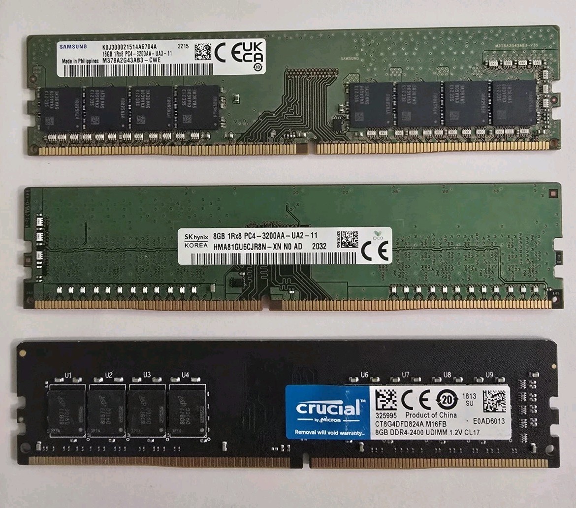 Ddr4 Ram Mixed Brands 3ct Desktop Samsung SK hynix Crucial 16gb 8gb