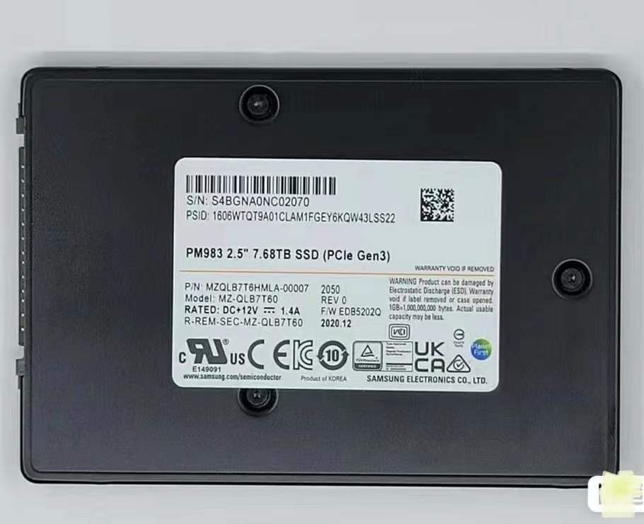 Samsung PM983 7.68TB U.2 PCIe 3.0 2.5"MZQLB7T6HMLA-00007 MZ-QLB7T60 EDB5202 SSD