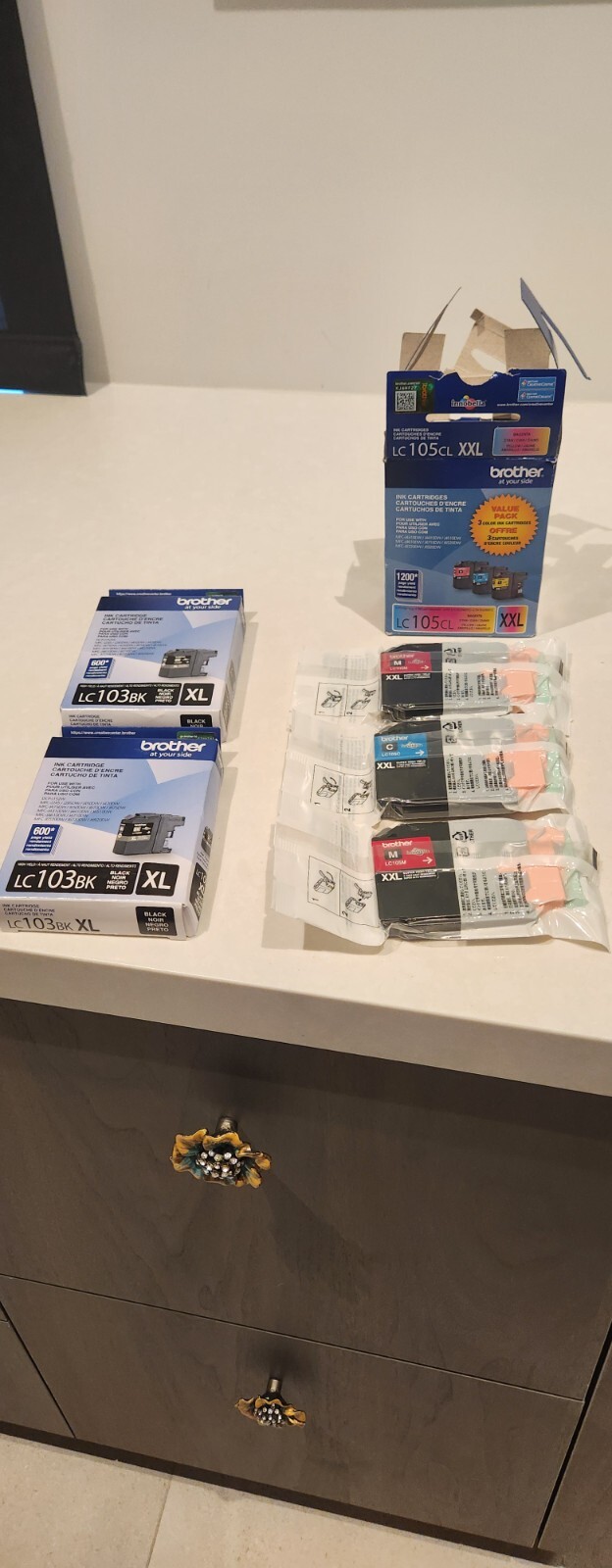 NEW GENUINE Brother Ink Cartridge MULT LOT LC105CL XXL and LC103BK XL + FREEBIES