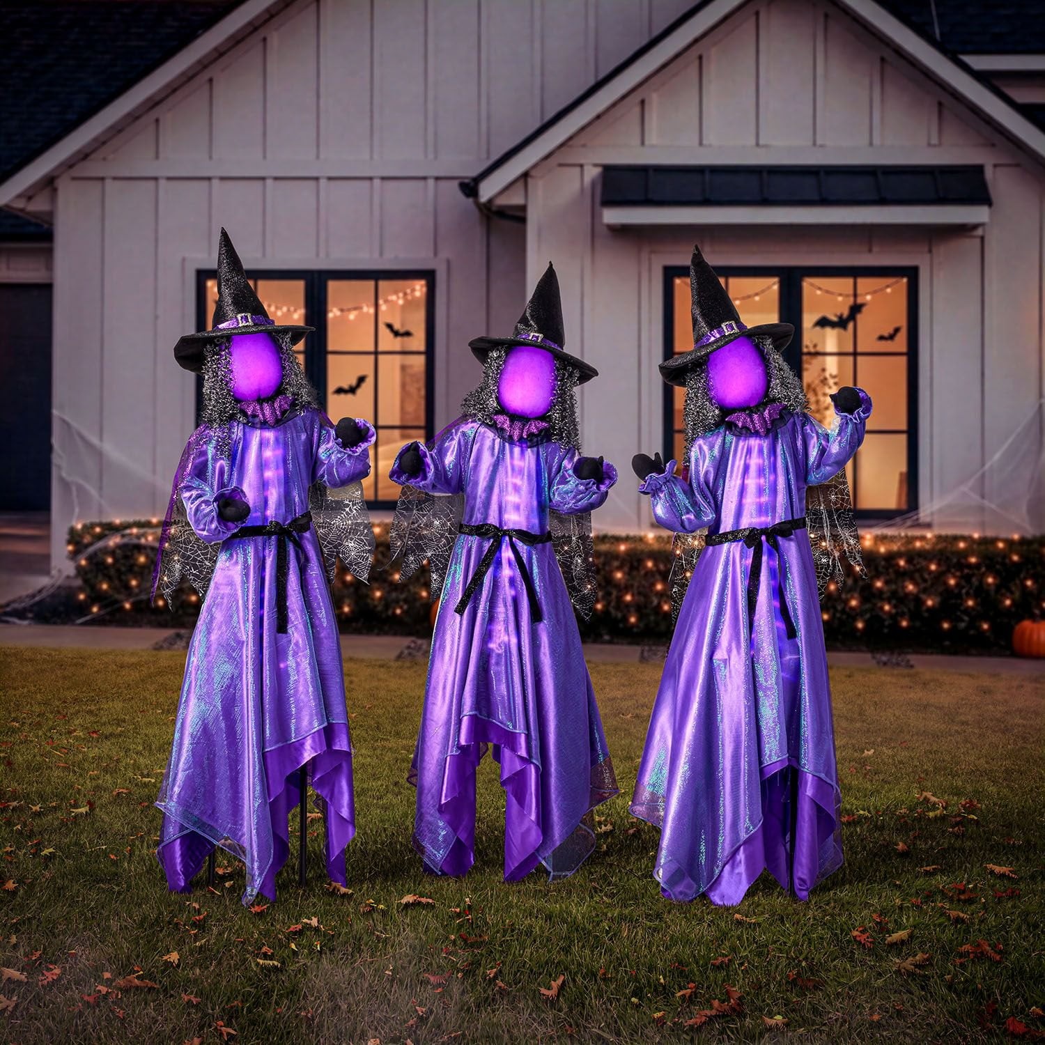 Member's Mark Pre-Lit Animated Witches Set of 3 Halloween Outdoor Yard Decor NEW