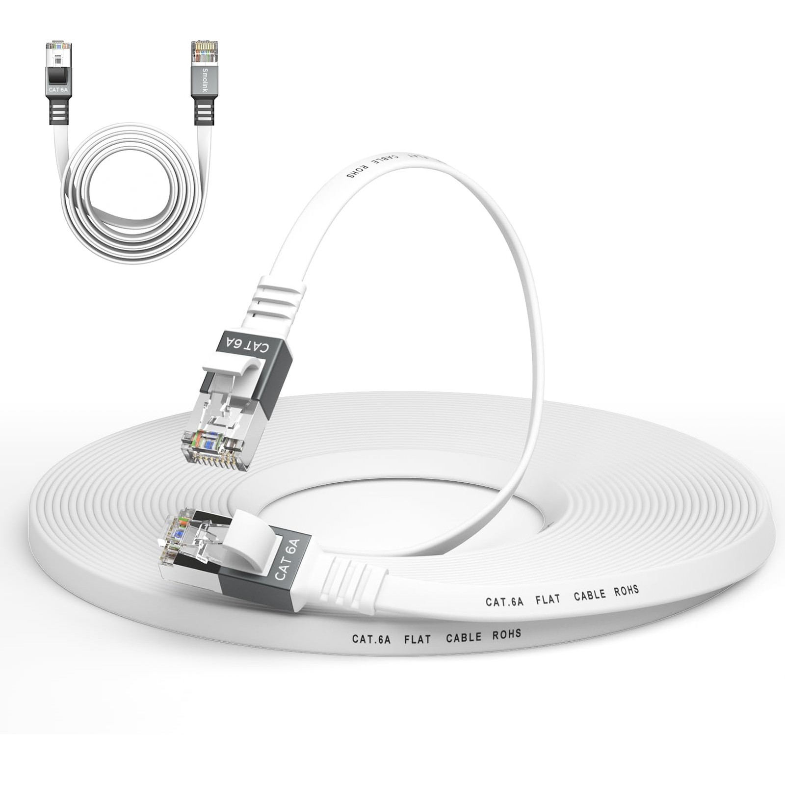Cat 6a Ethernet Cable 25 Ft,Durable Flat Internet Network LAN Cable with 1.5F...