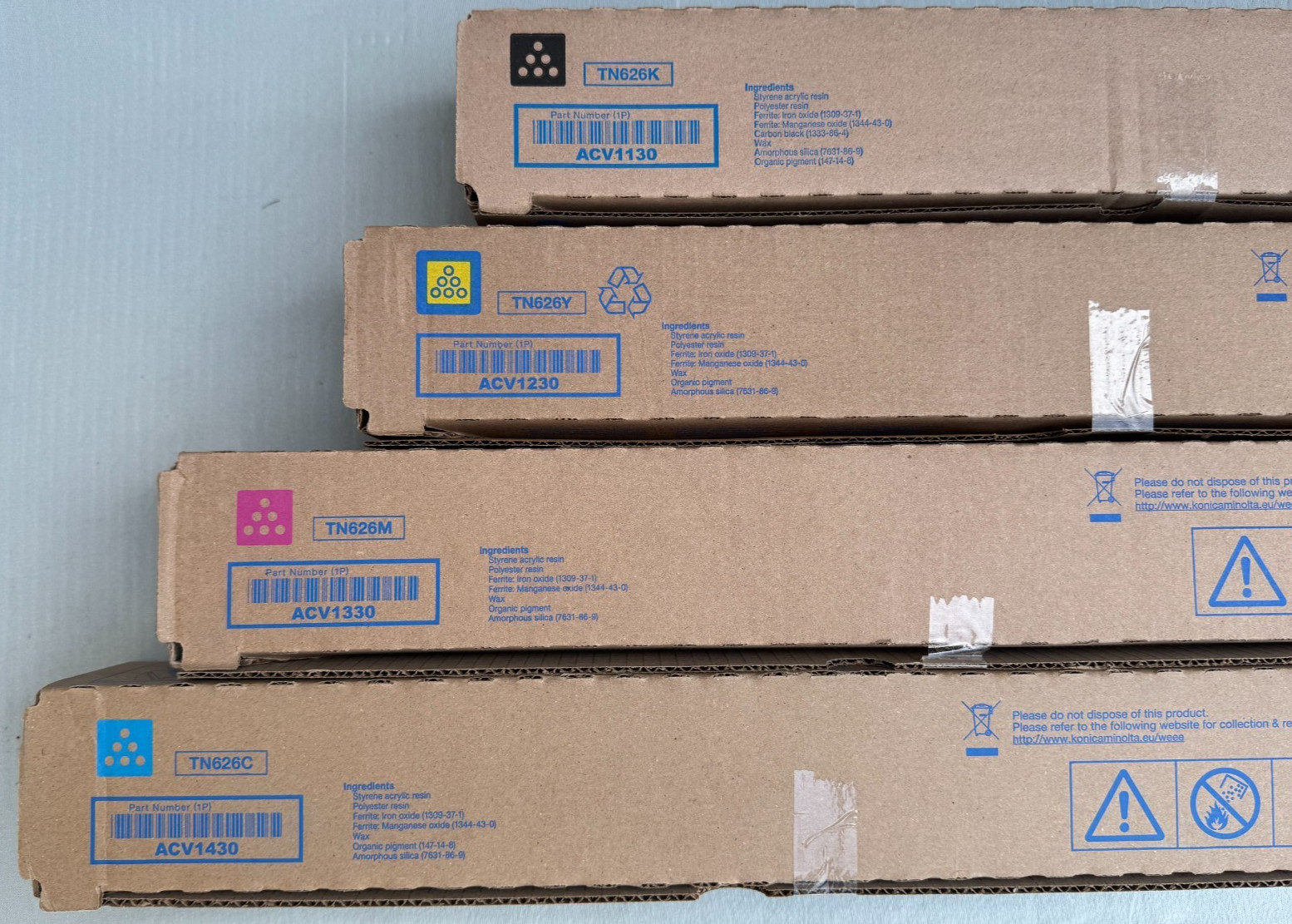 Konica Minolta TN626 Toner - Genuine New Set of 4 (CMYK) - C450i, C550i, C650i