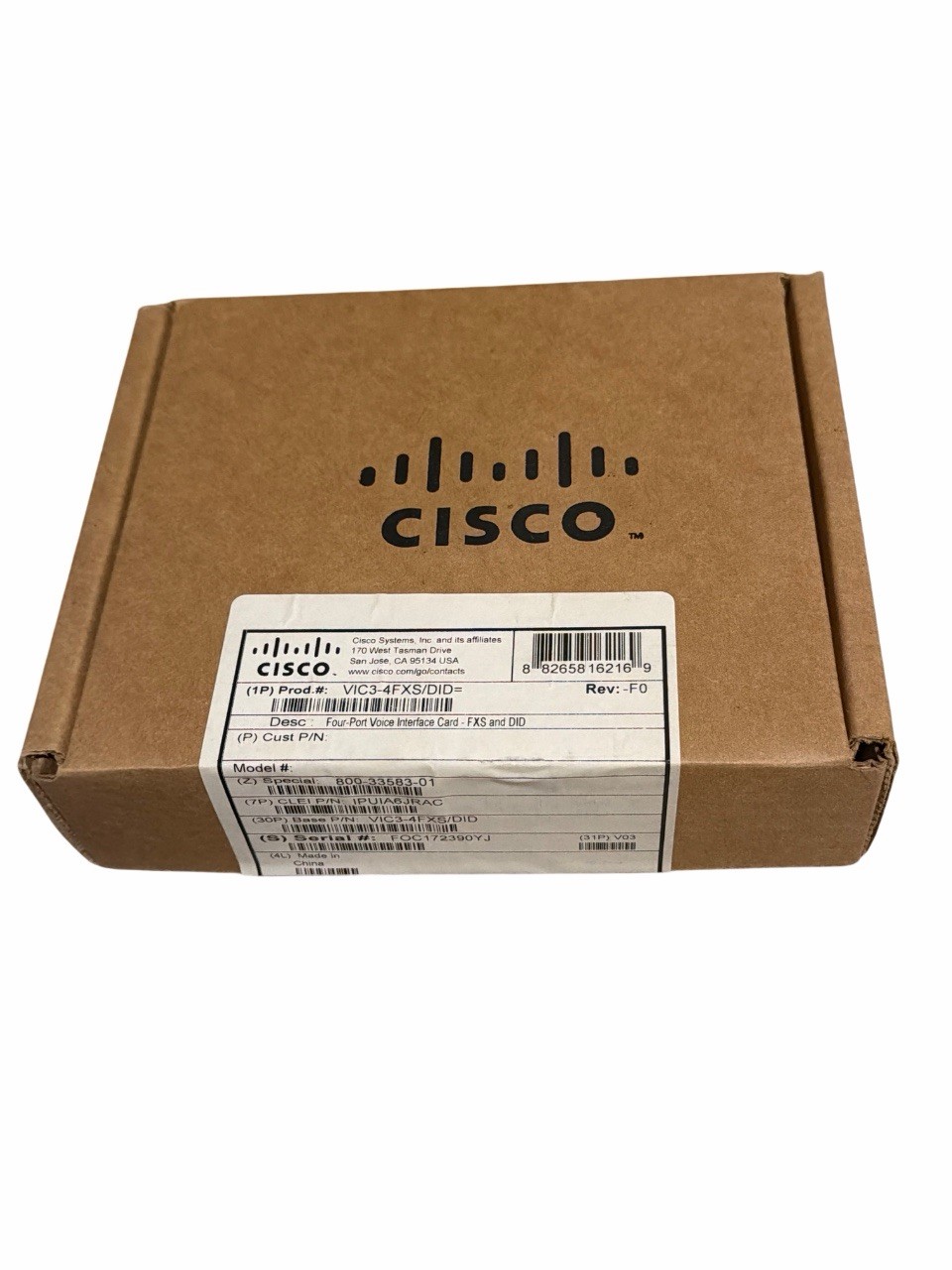 CISCO  VIC3-4FXS/DID 4-PORT VOICE INTERFACE CARD - Brand New Factory Sealed
