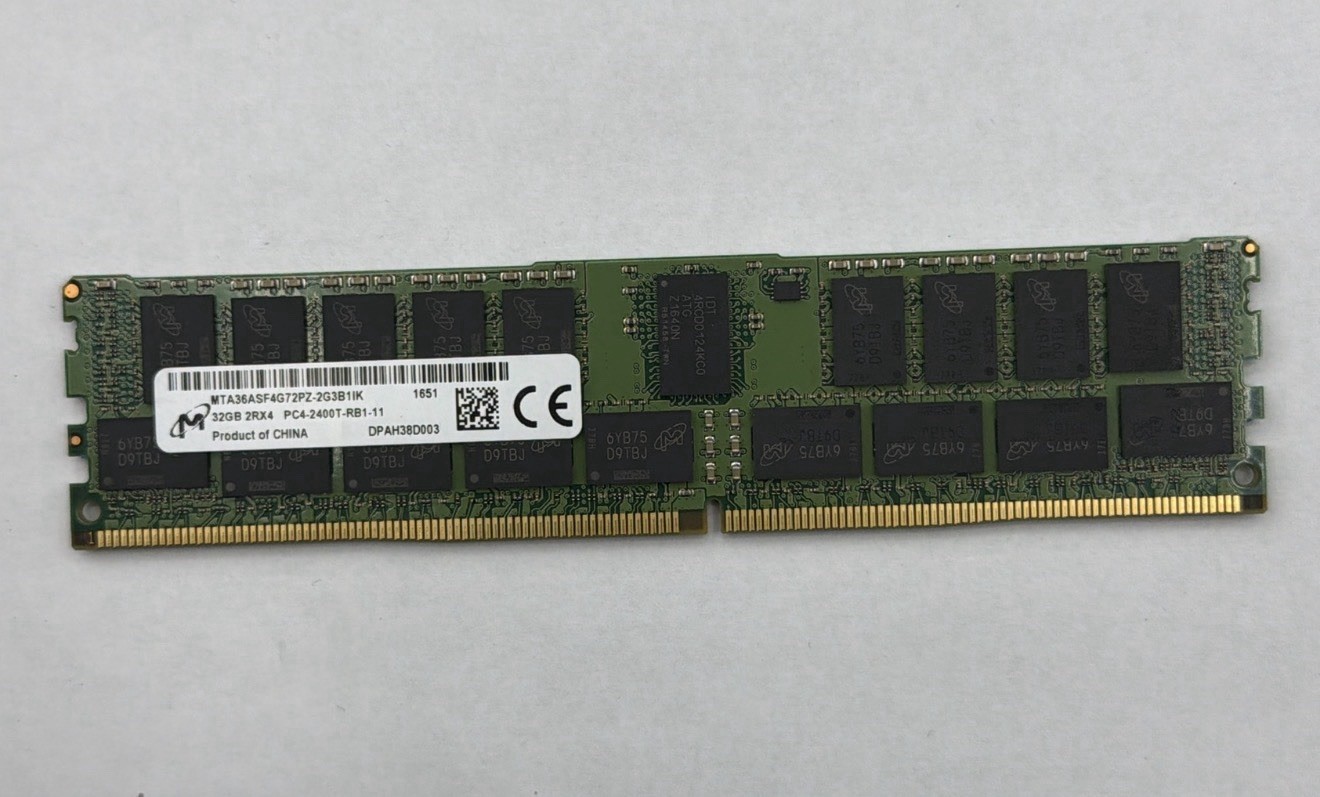 Micron  MTA36ASF4G72PZ-2G3B1IK 32GB 2RX4 PC4-2400T DDR4 Server Memory Used (1)