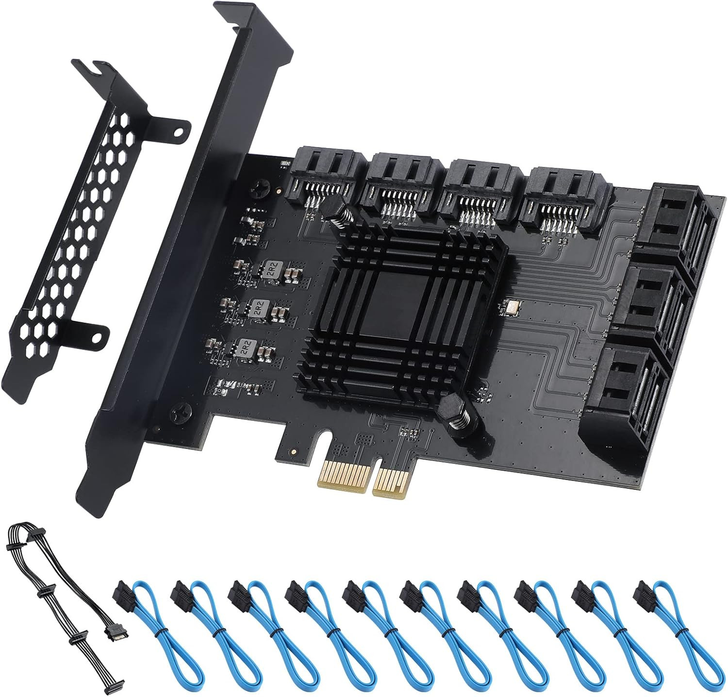 PCI-E X1 to SATA 3.0 Controller Card, 10-Port SATA III 6Gbps Expansion Cards, Su