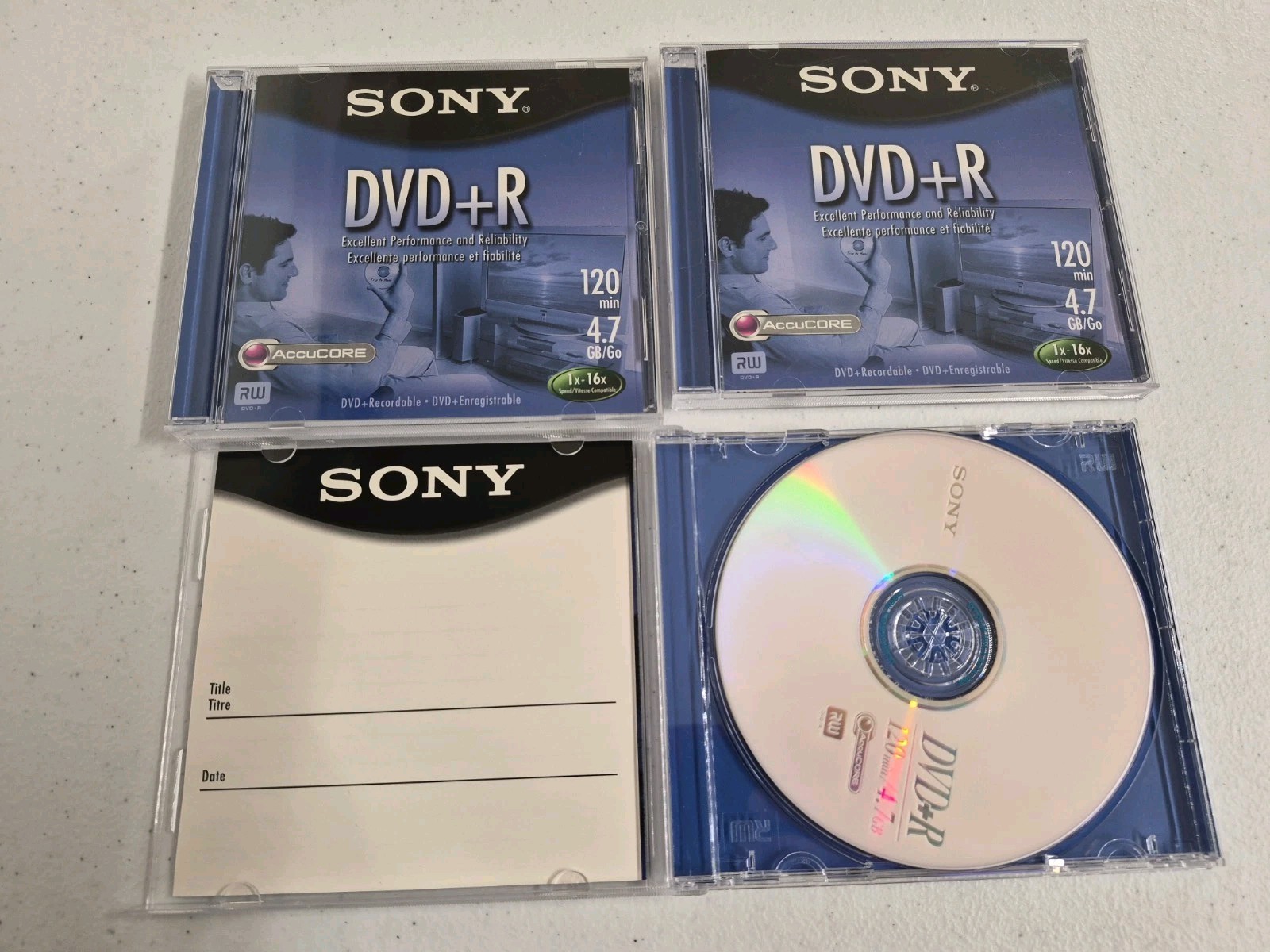 Lot of 3 Sony DVD+R 120 Min 4.7 GB Recordable Blank Media Disc (D)