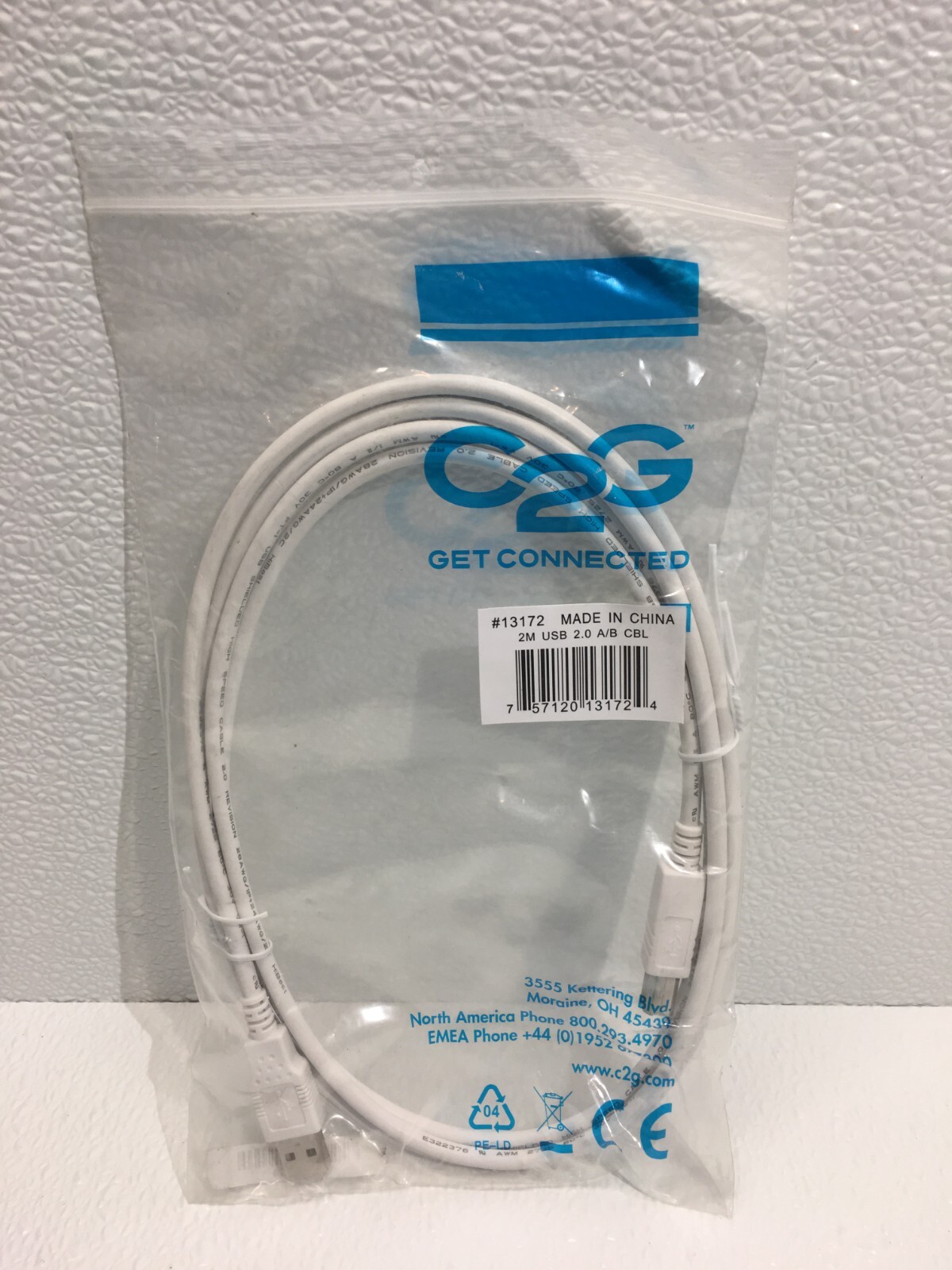 c2g Get Connected #13172 2M USB 2.0 A/B Cable