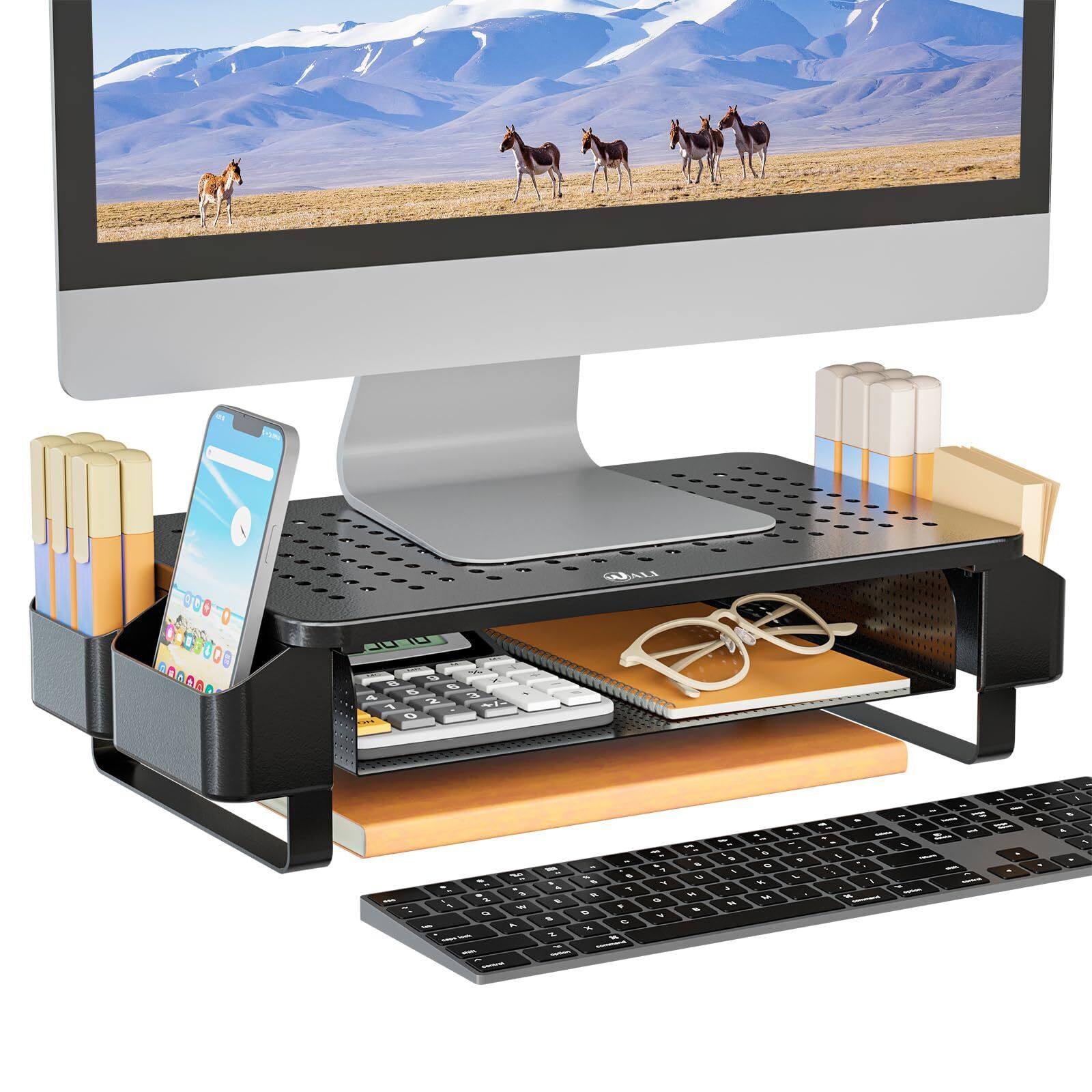 WALI Monitor Stand with Storage, Monitor Stand Riser with Ventilation Drawer ...