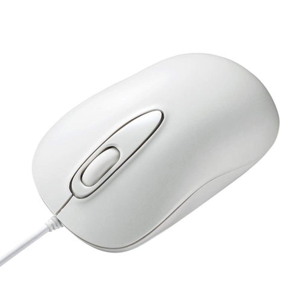 Sanwa Supply wired laser mouse 3 button tongue medium size white