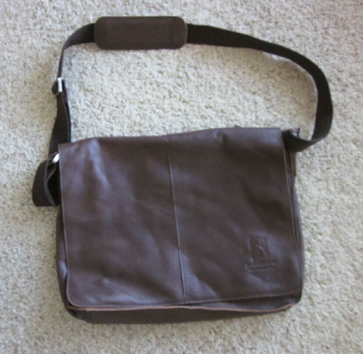 OKPTA Brown Leather Messenger Crossbody Computer Lap Top Bag Flap over Briefcase