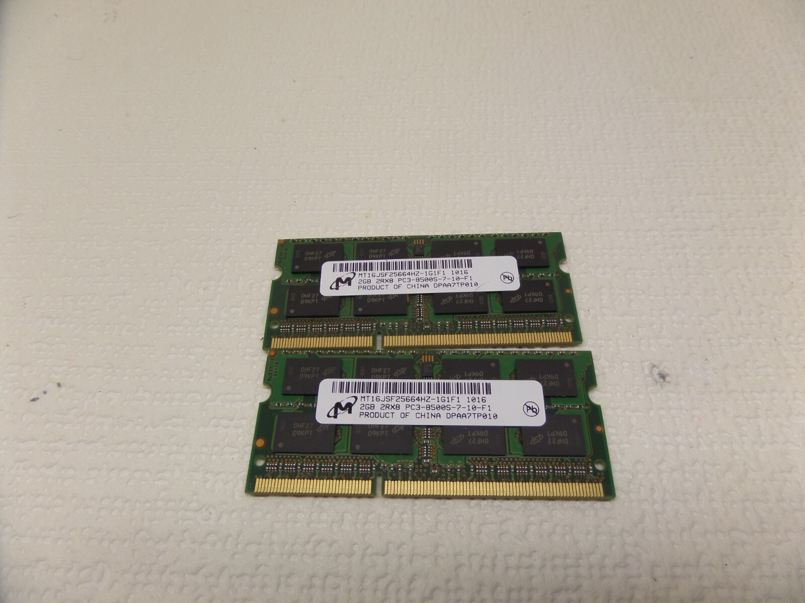 4GB  MICRON LAPTOP MEMORY 2GB x 2  2RX8 PC3-8500S (2x2GB) A1286 Macbook Pro