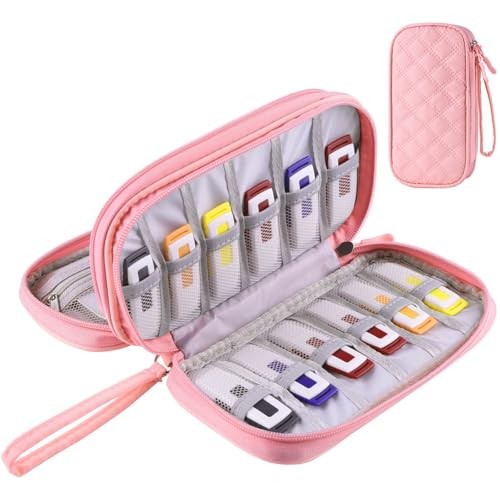 USB Flash Drive Holder Case, Portable Storage Bag Organizer for Pink