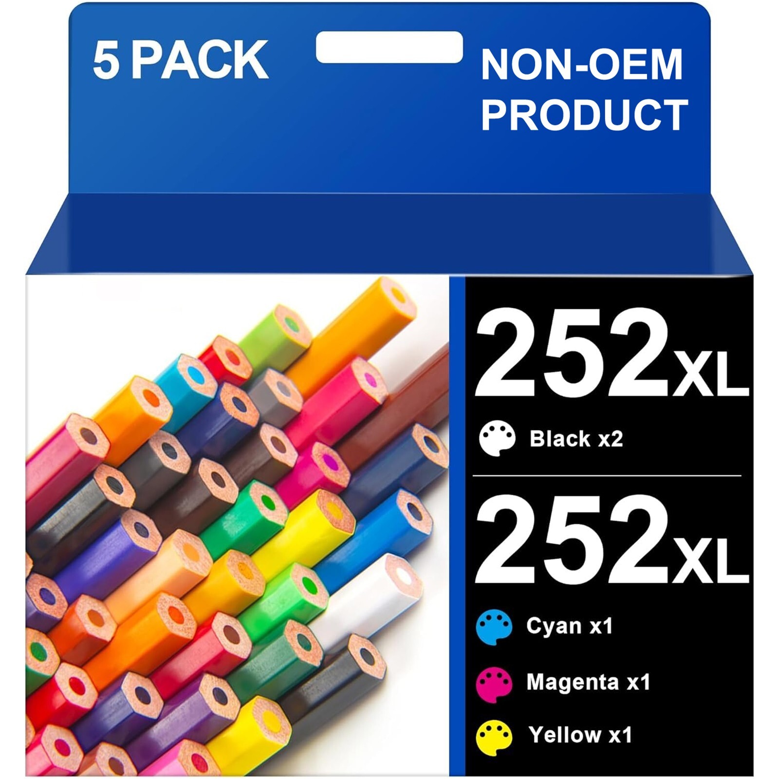 5PK T252XL 252XL 252 Ink Cartridges For Epson WorkForce WF-3620 WF-3640 Printer