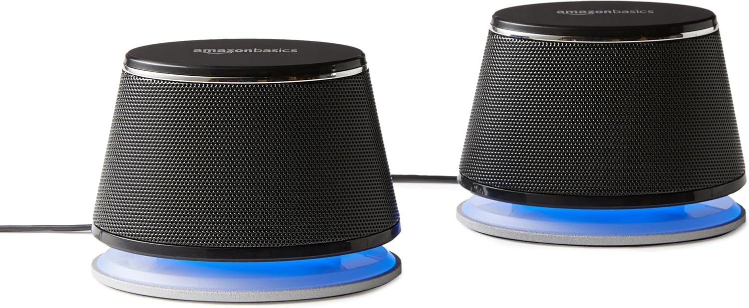 Amazon Basics V620BLACK Basics Stereo 2.0 Speakers for PC or Laptop with Volume