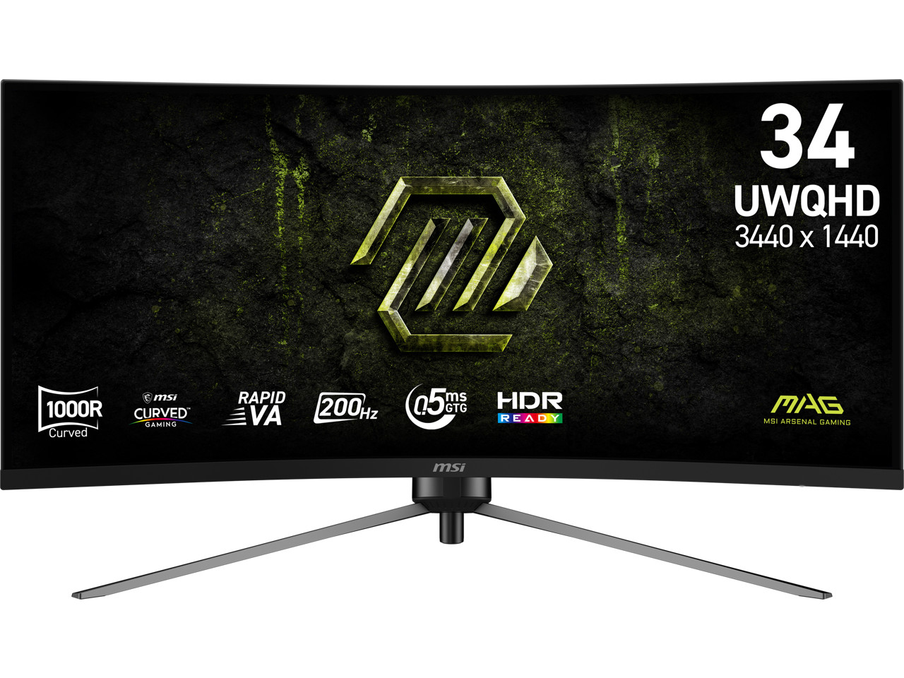MSI 34" 200Hz Rapid VA UWQHD Monitor Adaptive Sync MAG 345CQRF E20