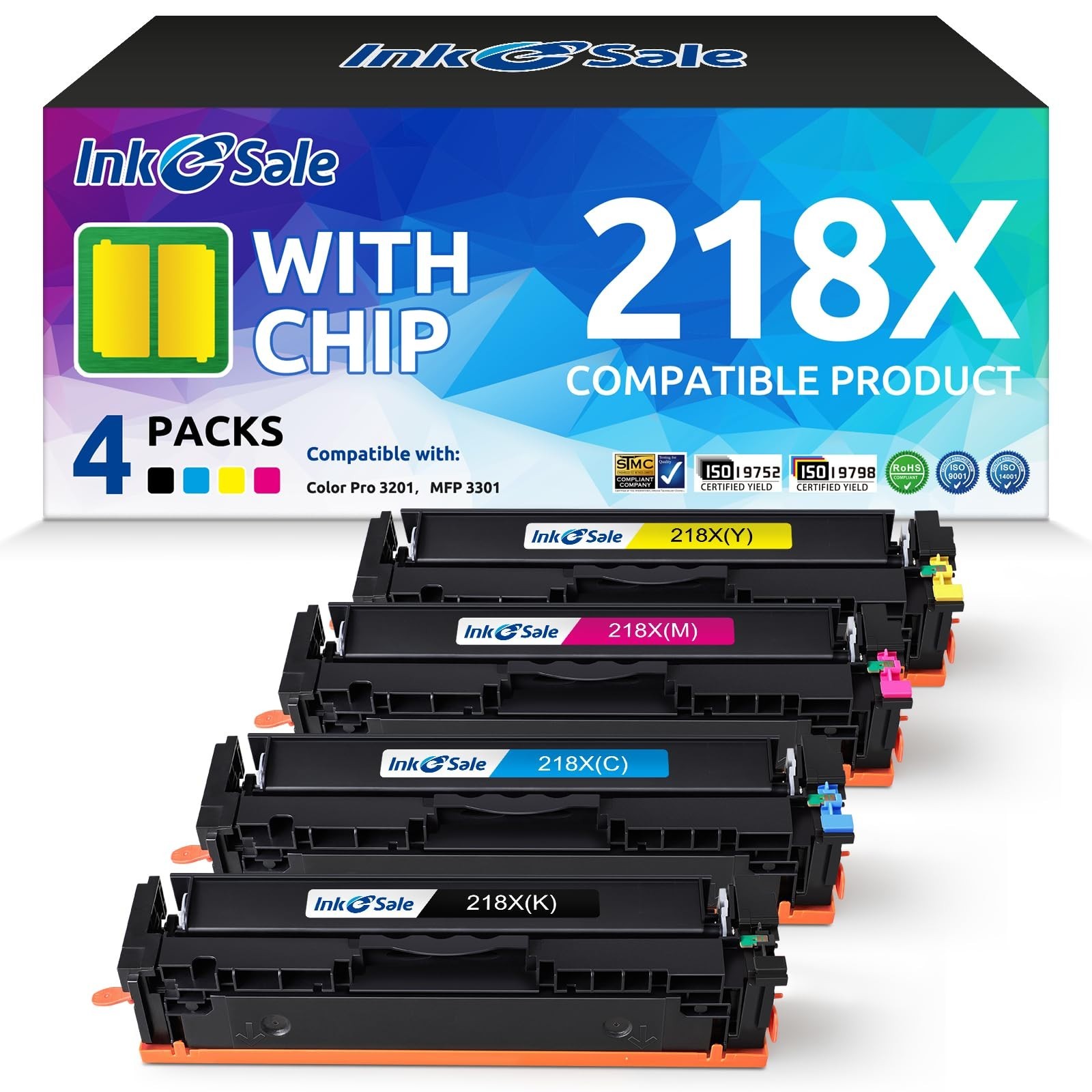 218A 218X Toner 4 Pack for HP 3201 3301cdw 3301fdw 3301sdw
