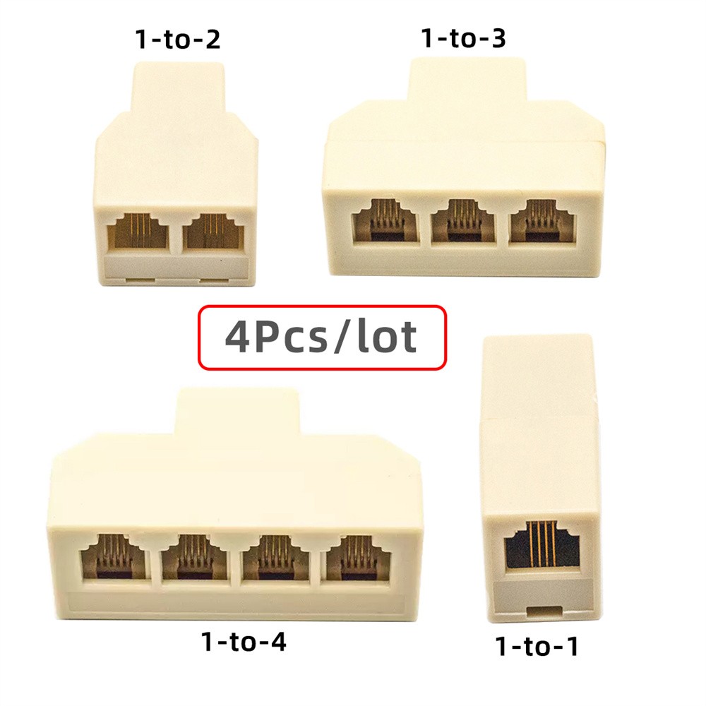 4 Pack Telephone Splitter,RJ11 6P2C/6P4C Adapter Support Lossless Transmission