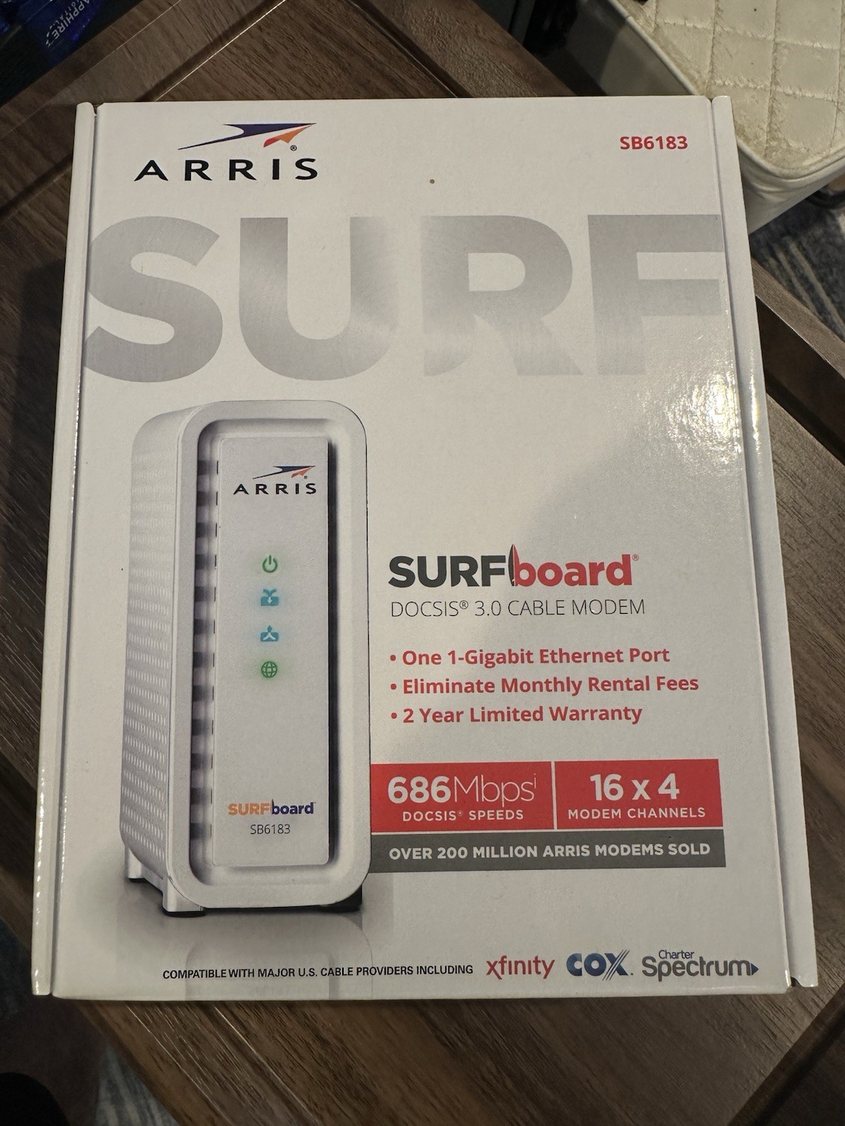 ARRIS SURFboard SB6183 DOCSIS 3.0 Cable Modem 686Mbps w/ Box & Power Adapter