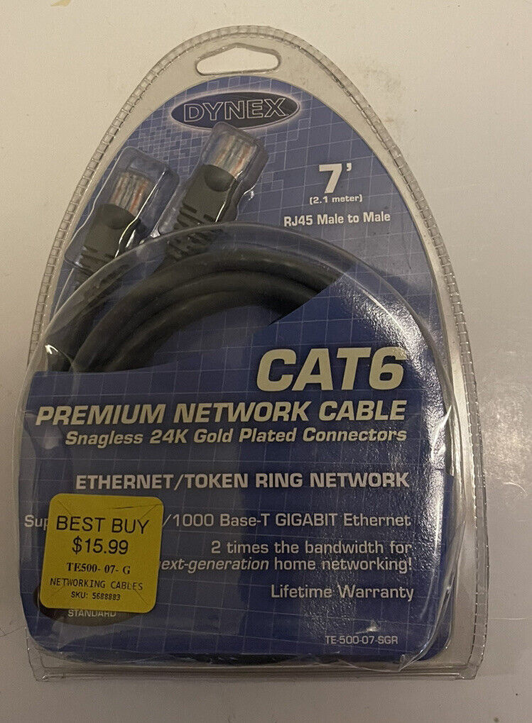 Dynex 3-Ft Cat6 Network Cable Gray TE-500-03-SGR
