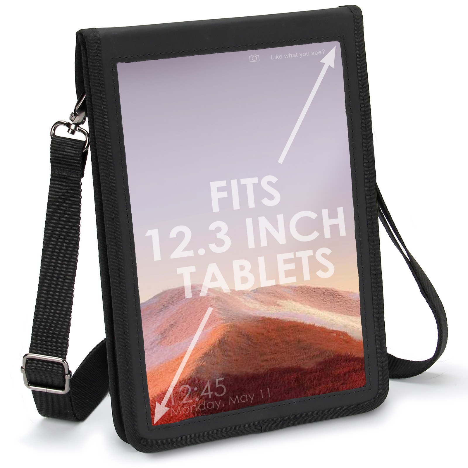 12" Tablet Case with Open Front Design, Rugged Exterior Frame & Adjustable Strap