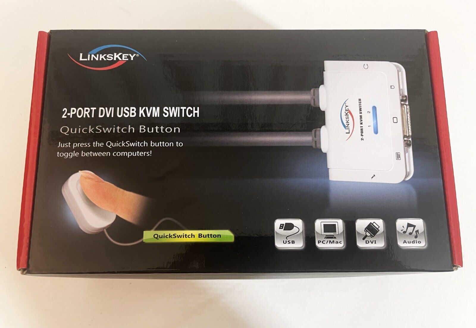 Linkskey 2 Port DVI USB KVM Switch with QuickSwitch Button