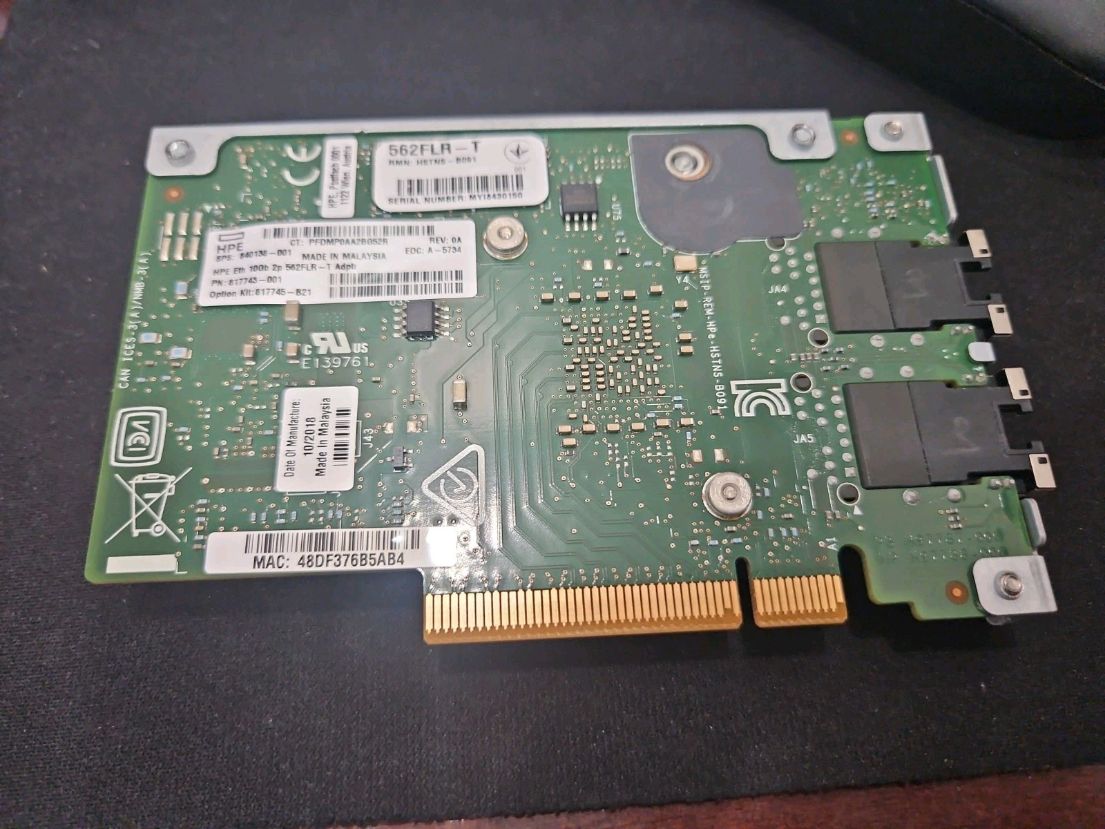 HPE 840138-001 Ethernet 10Gb 2-port 562FLR-T Adapter | 817745-B21