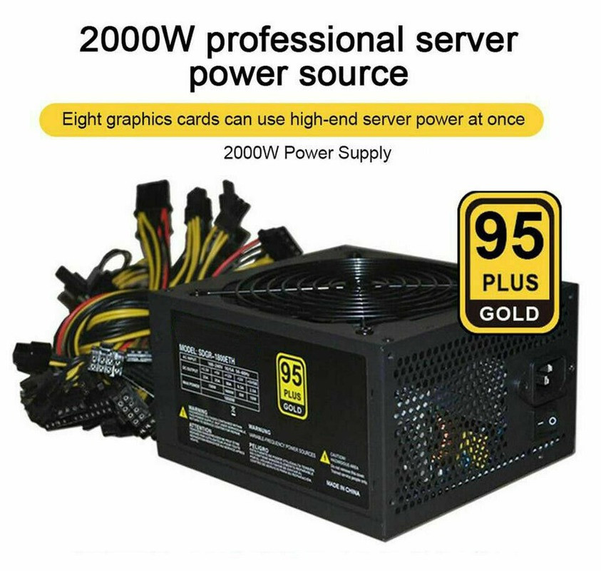 2000W Mining Power Supply 8 GPU PSU 160-260V ATX ETH Rig Ethereum Miner 2024 NEW